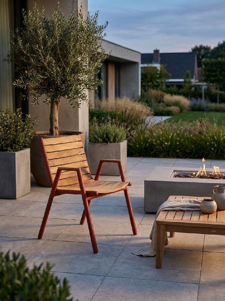 Pilotis armchair with armrests teak outdoor Fermob