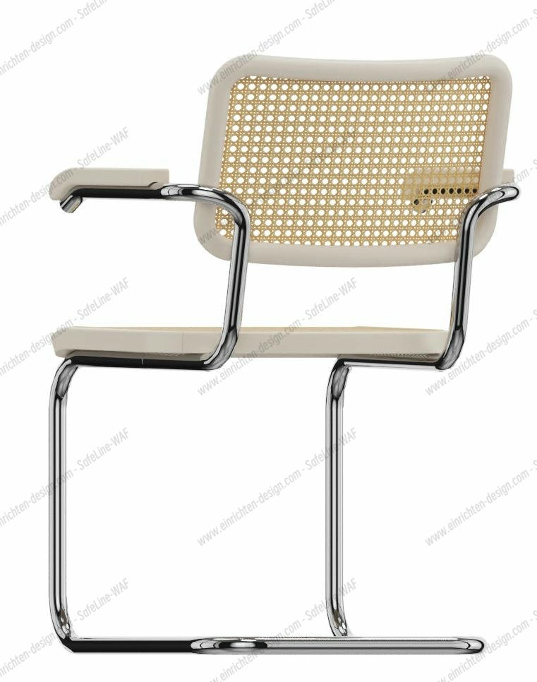 S 64 V tubular steel classic cantilever chair CHROME / BEECH WHITE GLAZED Thonet SINGLE PIECES
