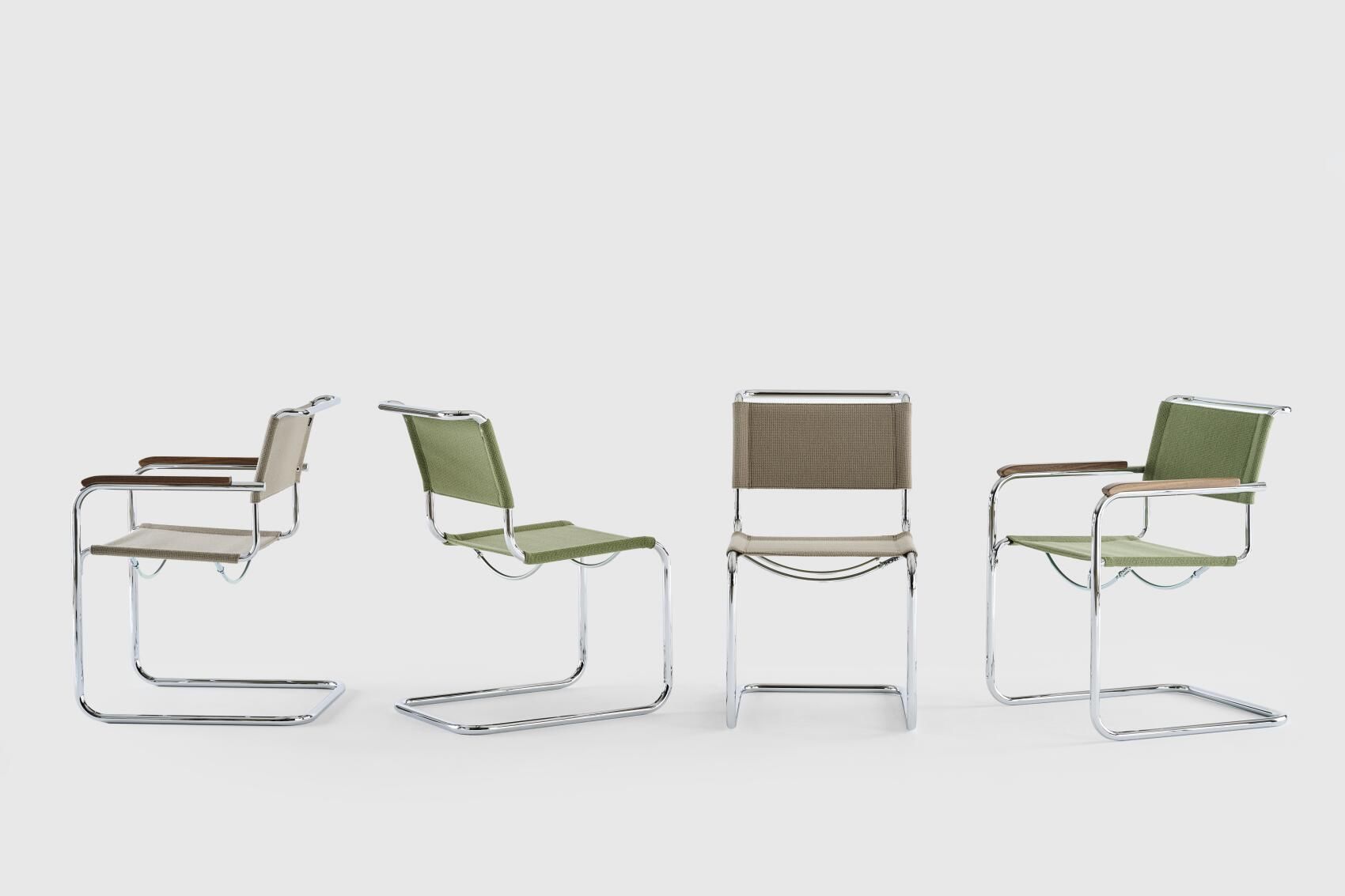 Thonet S 34 V Freischwinger Stühle in verschiedenen Farben und Ausführungen, modernes Design mit Stahlrohrgestell.