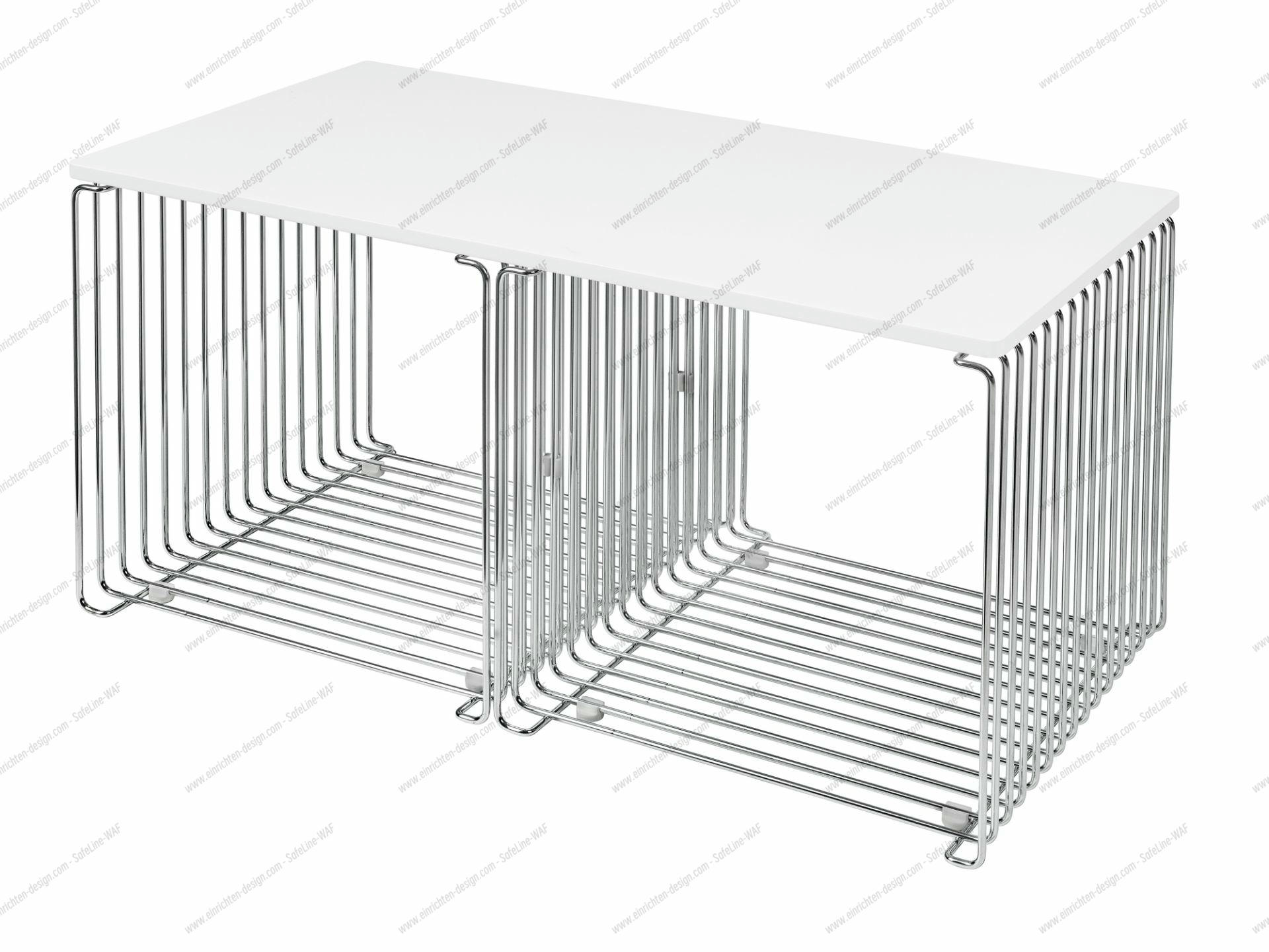 Panton Wire Cube Side table / Coffee table chrome / Table top MDF new white Montana