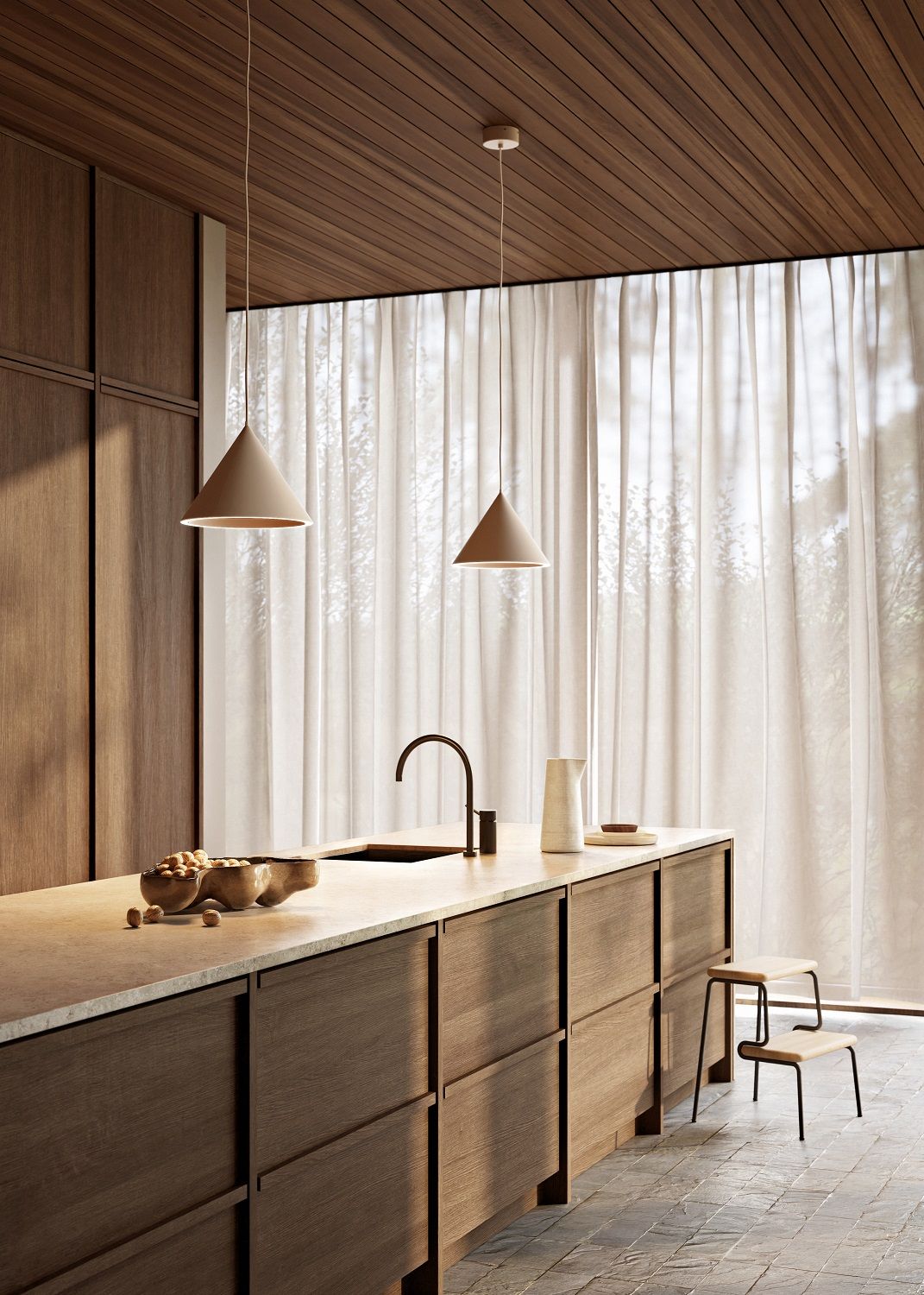 Annular Pendant Woud Beige