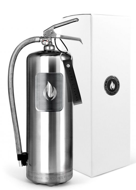 Fire extinguisher Steel Edition 6 kg polished stainless steel Nordic Flame SINGLE PIECES