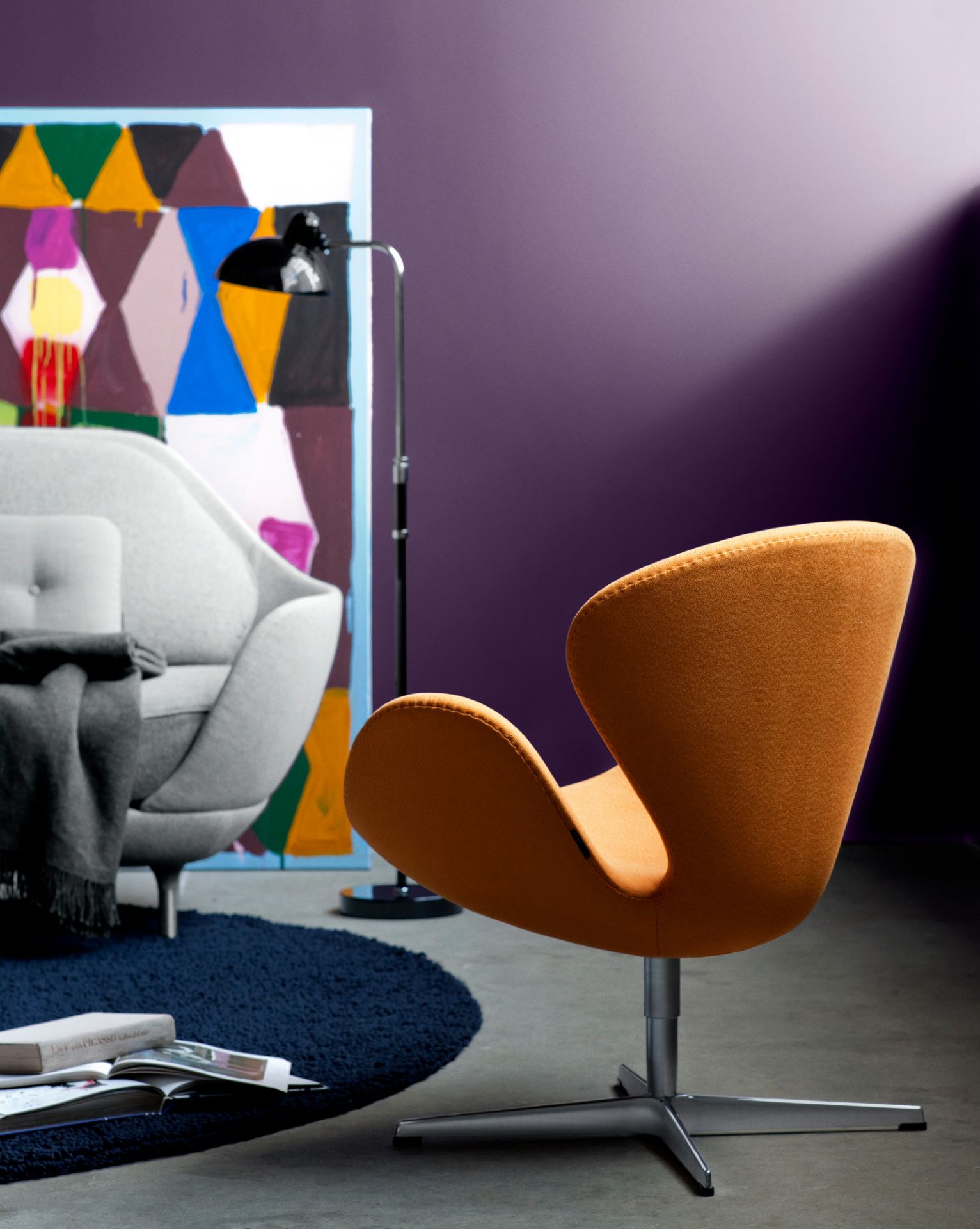6580 F Luxus Floor lamp KAISER idell Fritz Hansen black high gloss