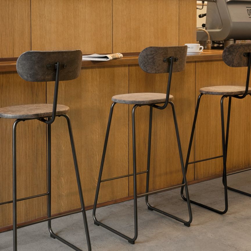 Earth Stool bar stool with Backrest Mater Waste dark H 104 cm