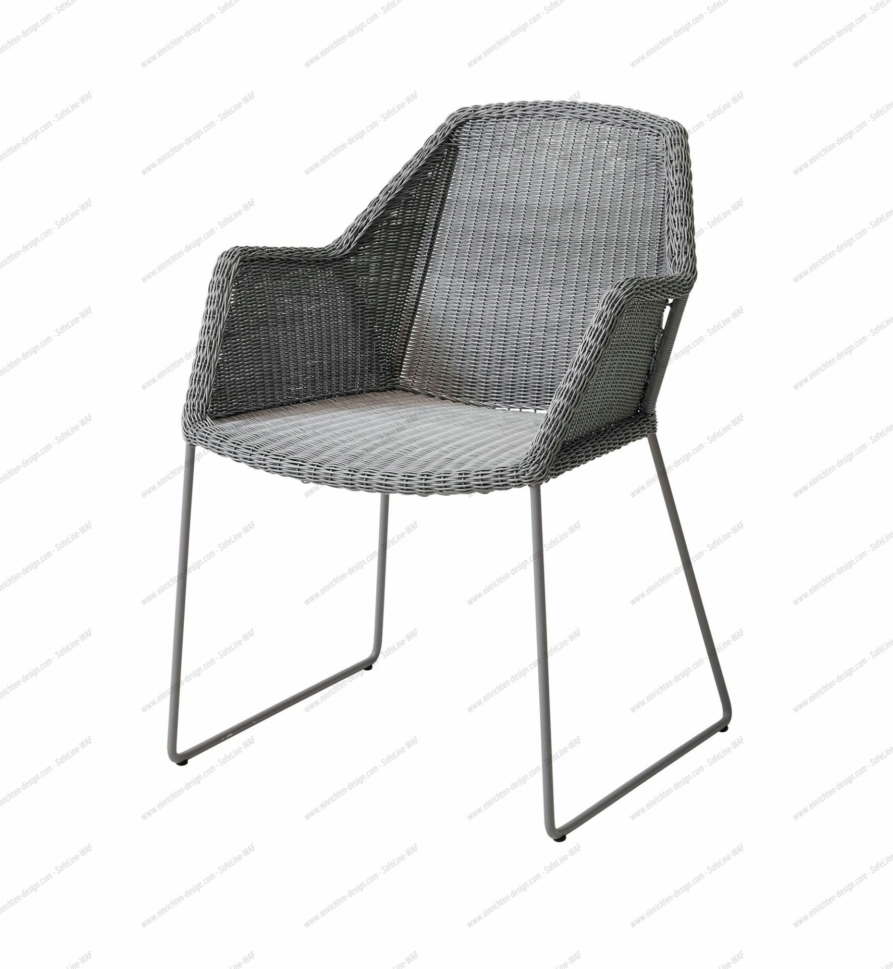 Breeze Outdoor Stuhl hellgrau mit Kufengestell, Cane-Line Geflecht, Gartenstuhl für Terrasse und Balkon.