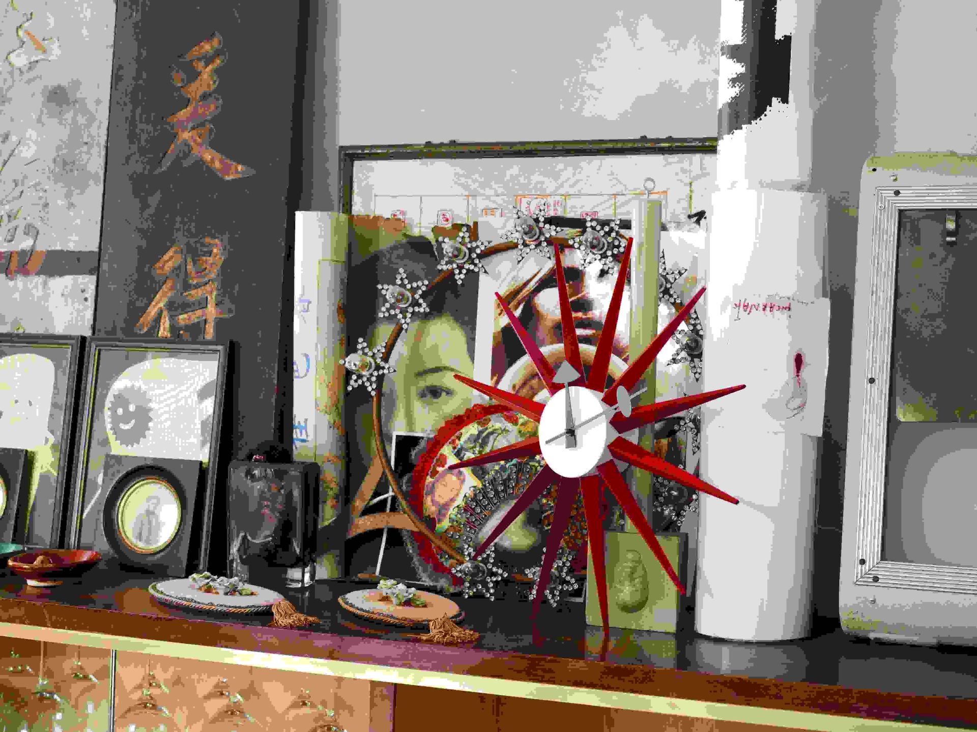 Sunburst Clock Wall Clock - red Vitra