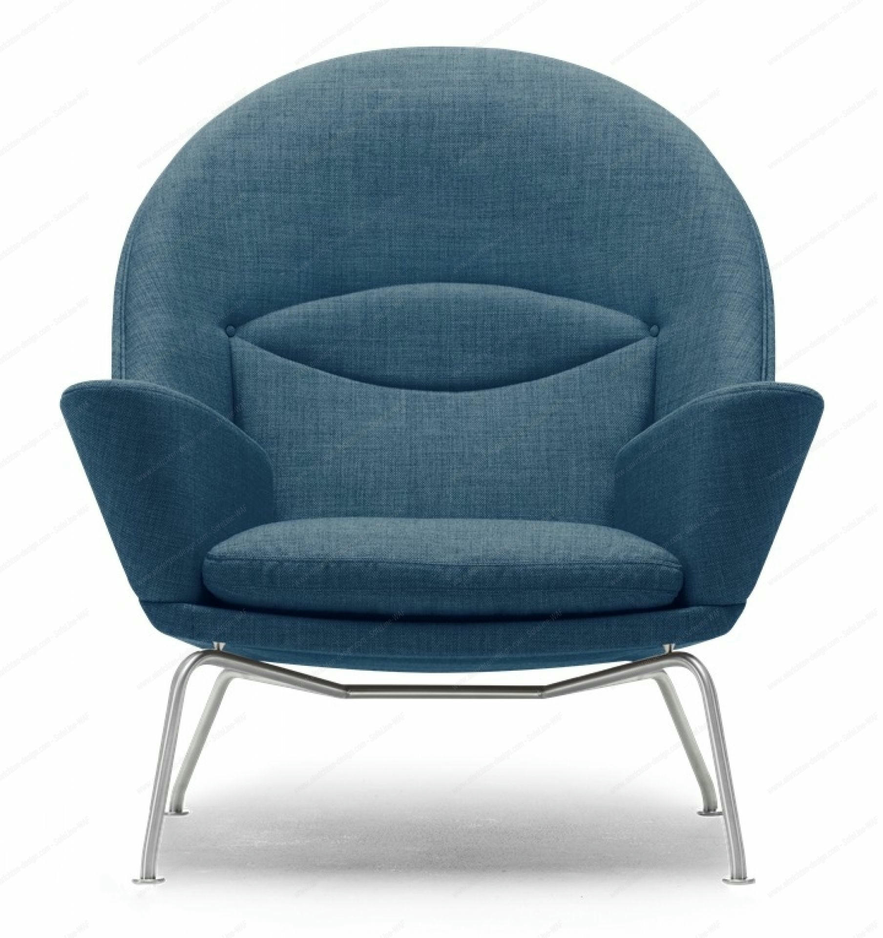 Blauer CH468 Oculus Chair Sessel von Carl Hansen & Søn mit Stahlgestell. Design Sessel.
