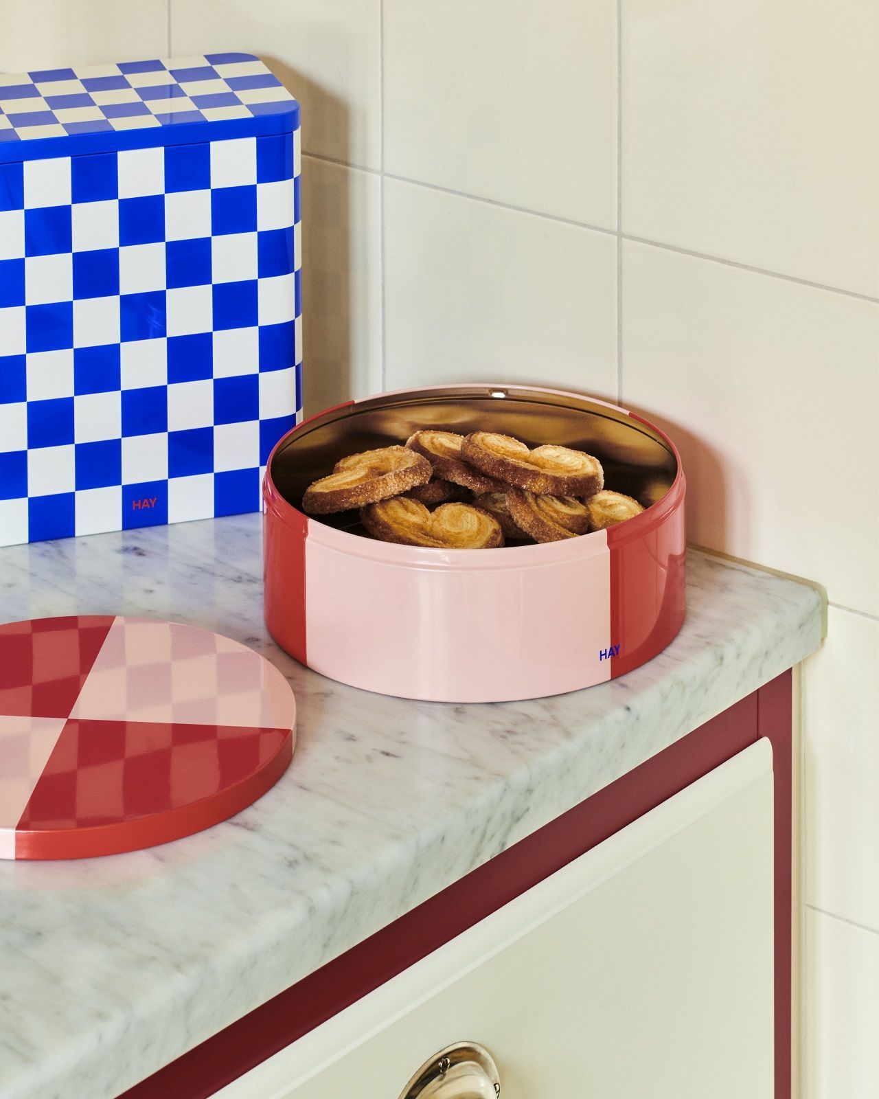 Tin Container Storage Box Blue Hay