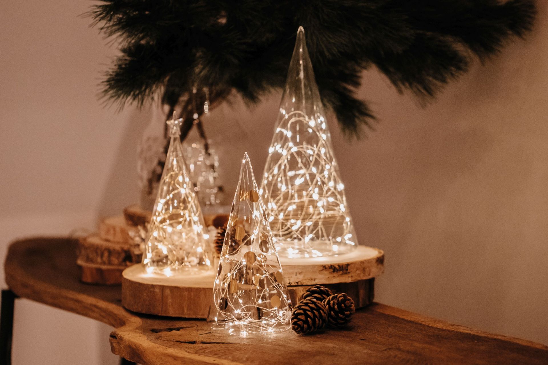 LED Glass Fir XL Lines with Timer Räder