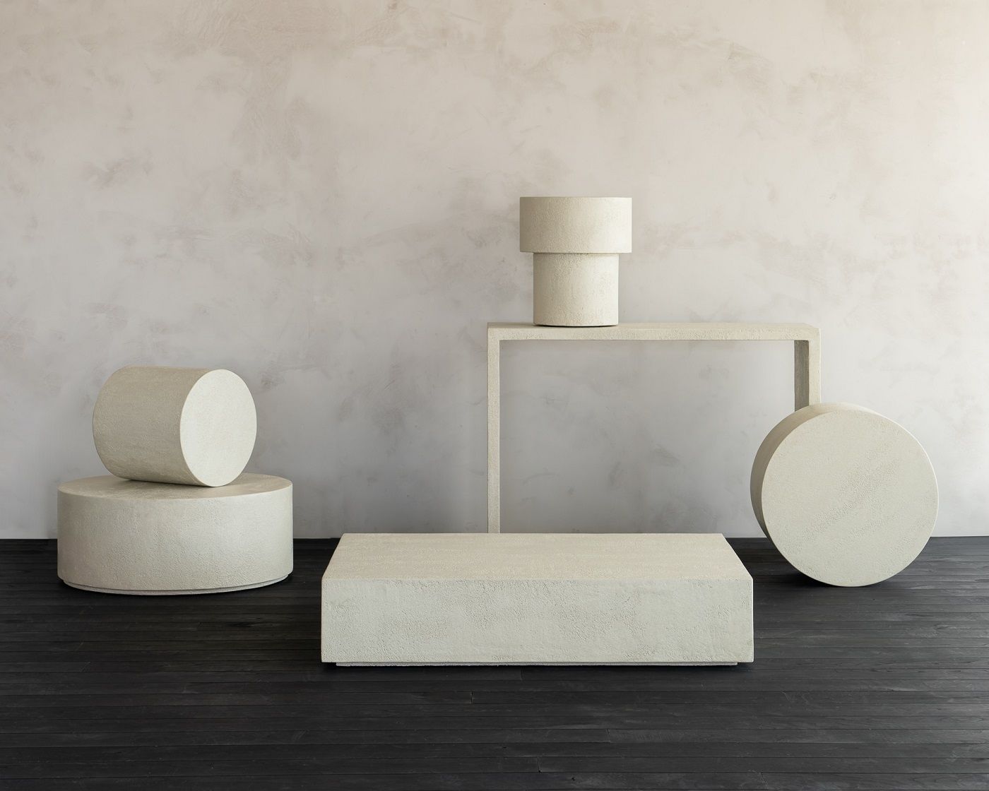 Elements Coffee Table Microcement Off White Round Ethnicraft 