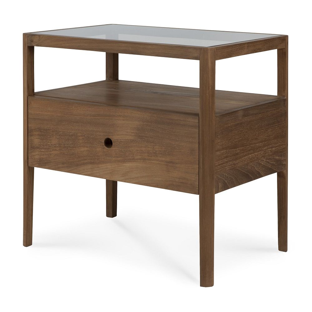 Spindle Bedside Table 1 Drawer Teak Ethnicraft