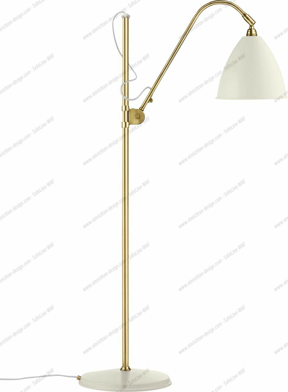 Bestlite BL3 Stehleuchte in Weiß und Messing von Gubi, modernes Design für Wohnzimmer.