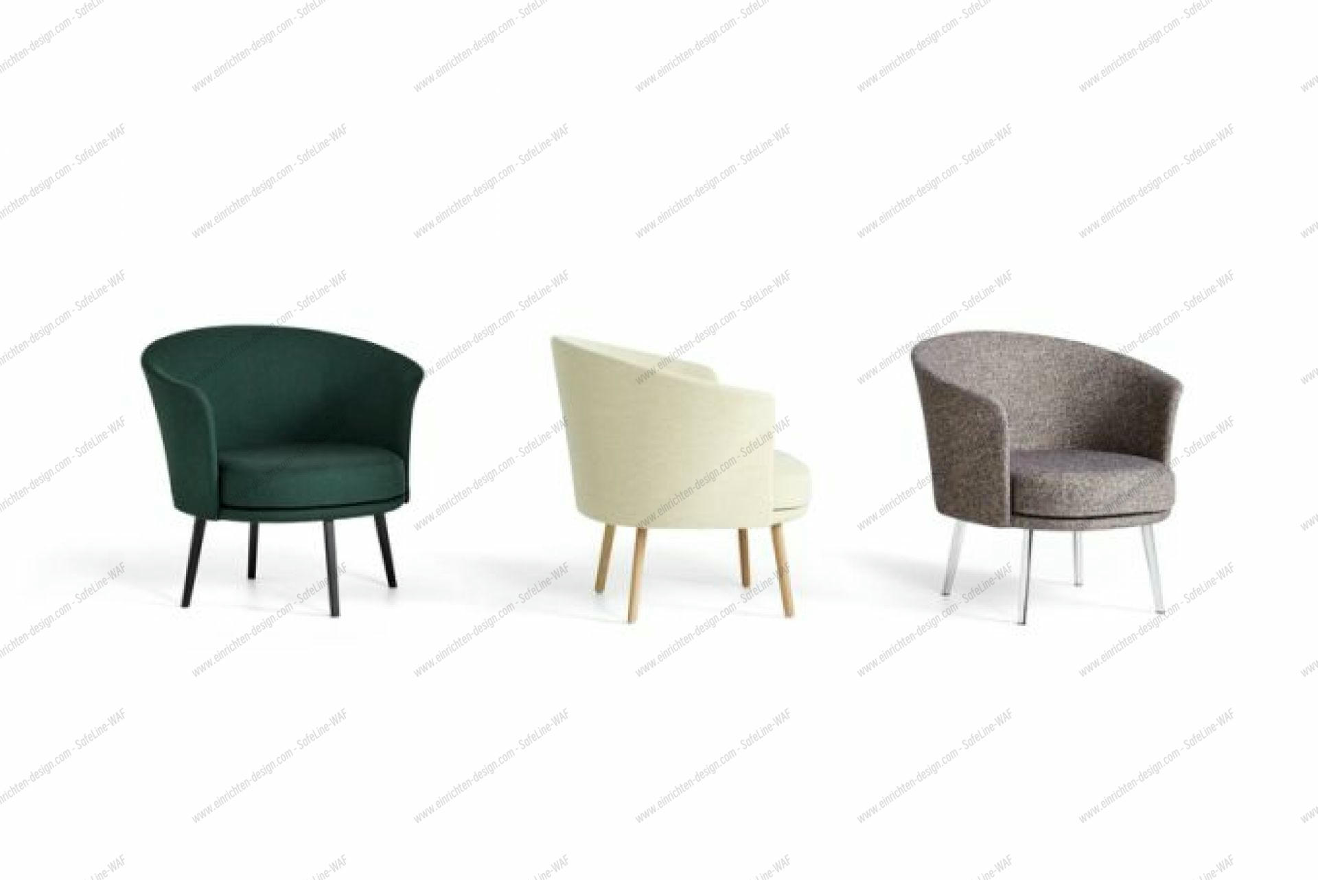 Drei Dorso Loungesessel in Grün, Beige und Multicolour mit Chromstahl-Gestell von Hay.