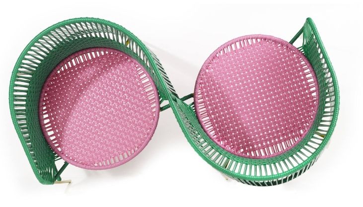 Caribe Vis a Vis Bench Outdoor ames Emerald green / bubblegum pink / curry yellow