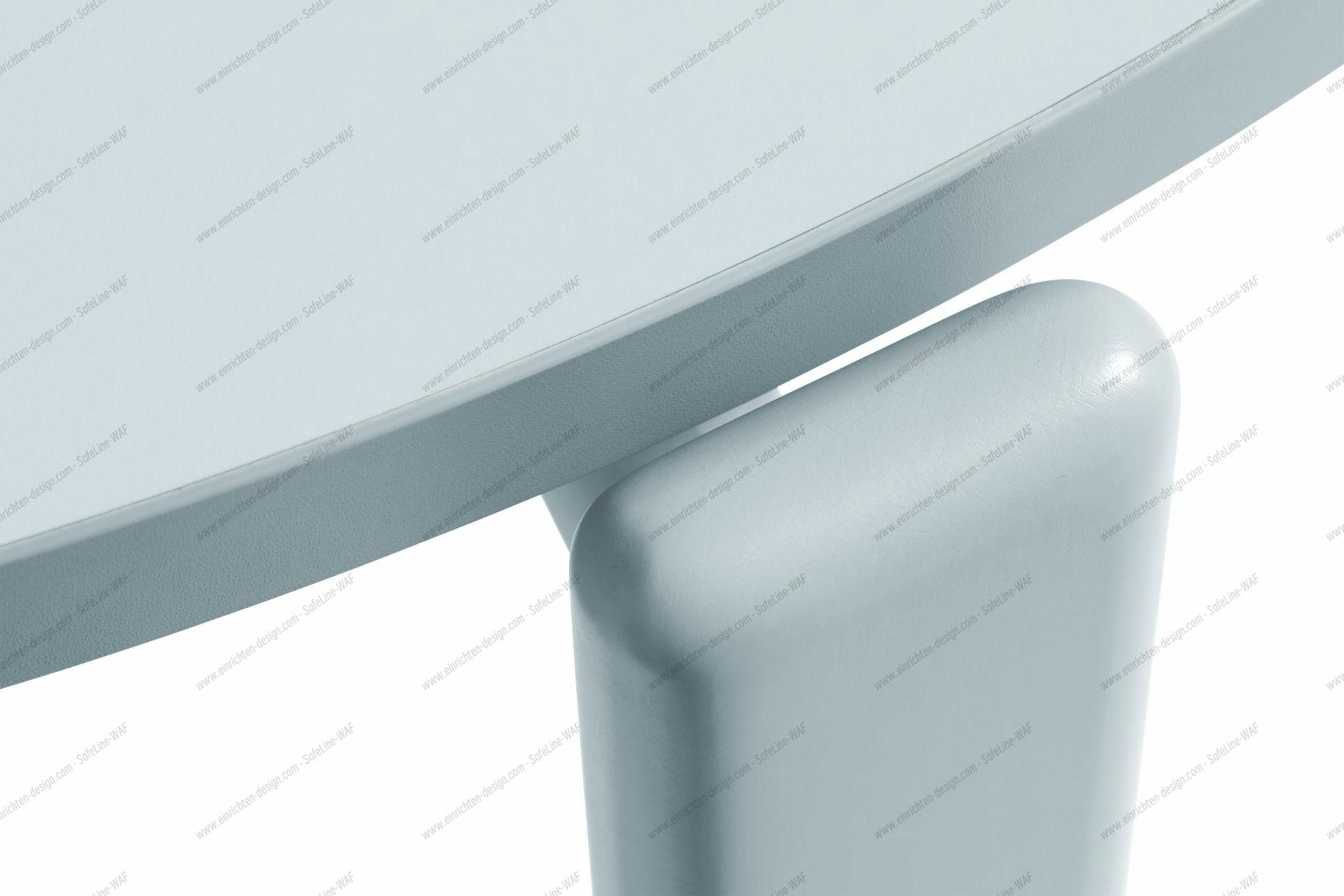 Rey Table Hay Slate blue water-based lacquer / Gull laminate