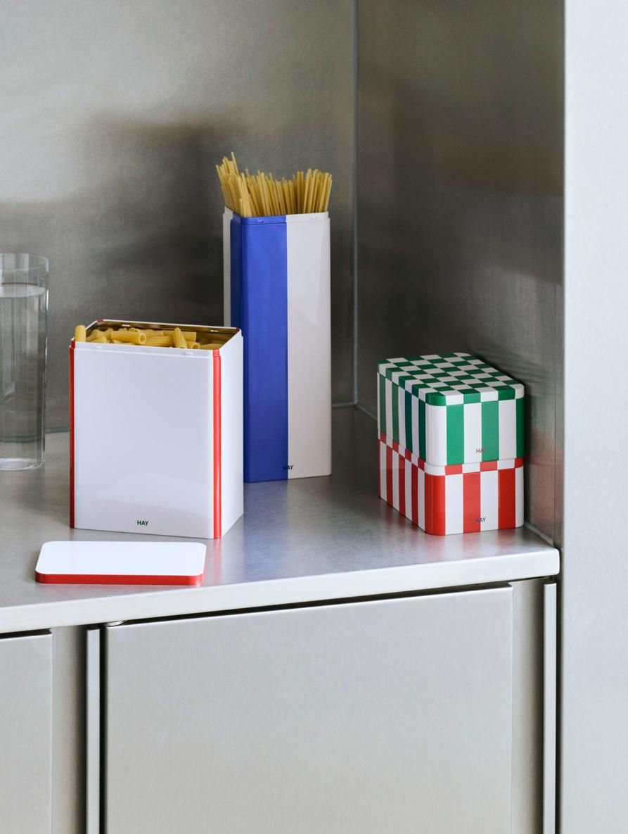 Large Off-White and Red Tin Storage Box by Hay
