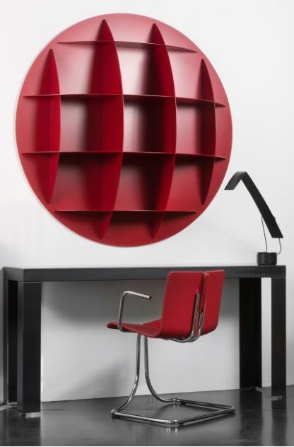 Continental AL spherical bookcase Industrie Carnovali Red