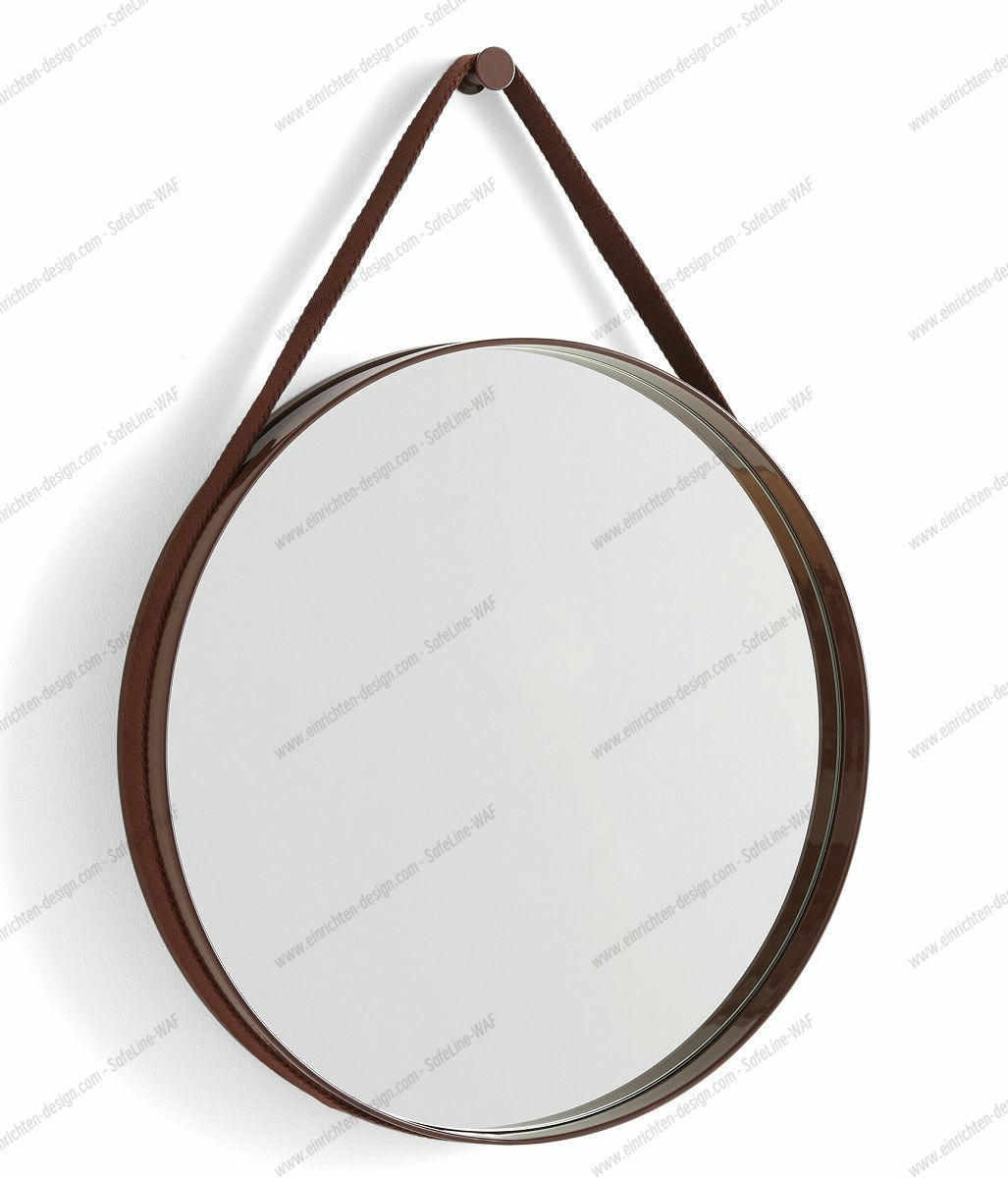 Strap Mirror No 2 Wall Mirror Ø50 cm Hay Dark brown
