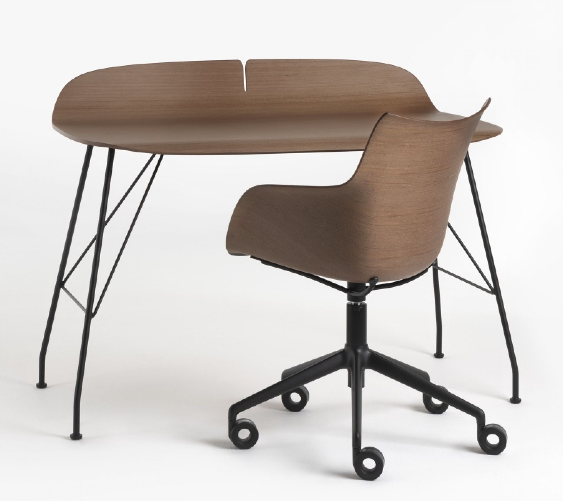 Earl of Wood Desk Kartell Steel black lacquered / Dark wood | Steel black  lacquered / Dark wood | KARTELL 4927 SN