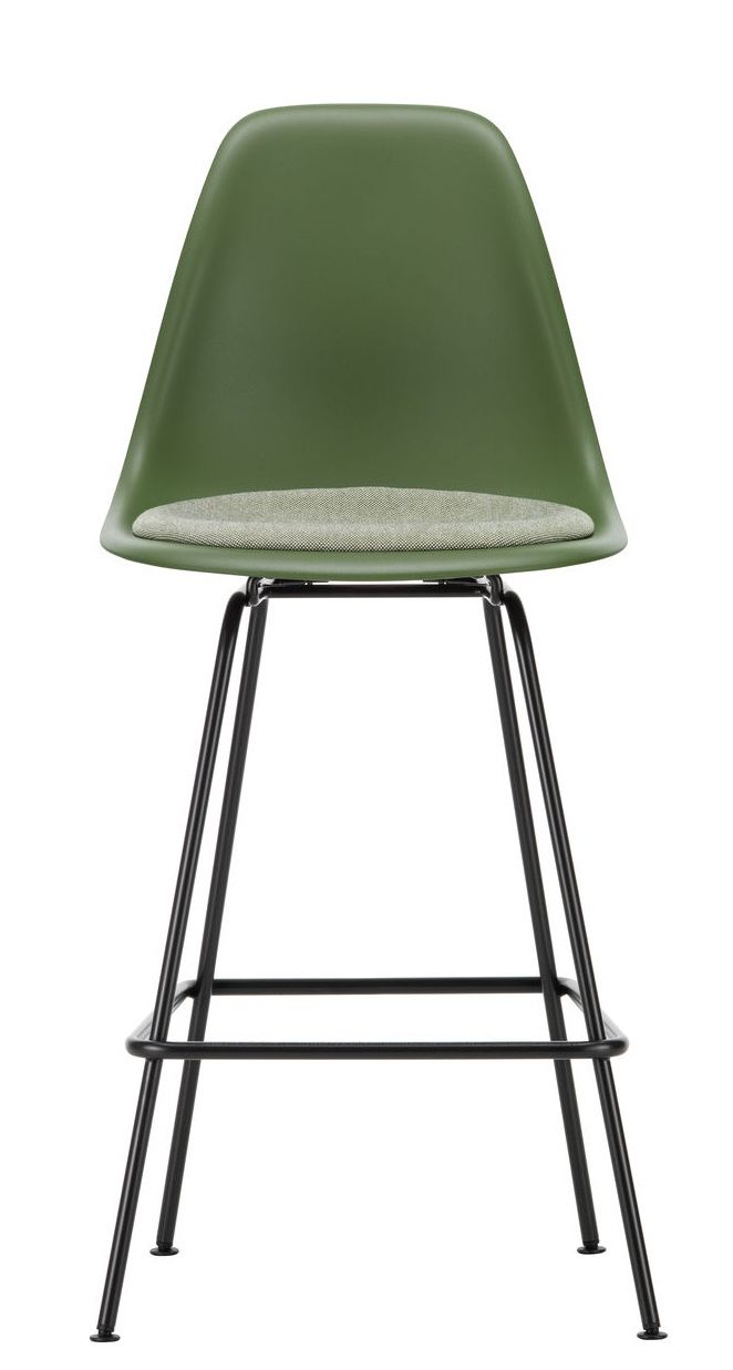 Eames Plastic Bar Stool Medium with seat cushion Vitra