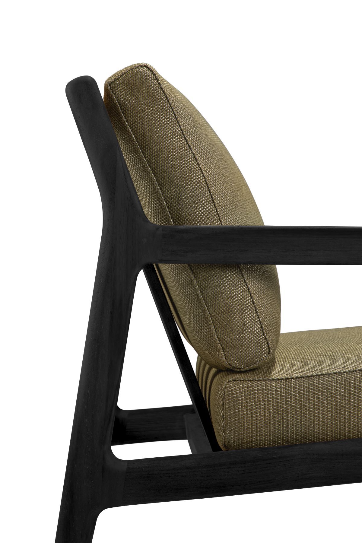 Jack Outdoor Lounge Chair, Teak, Black Lacquered, Green Fabric, Ethnicraft