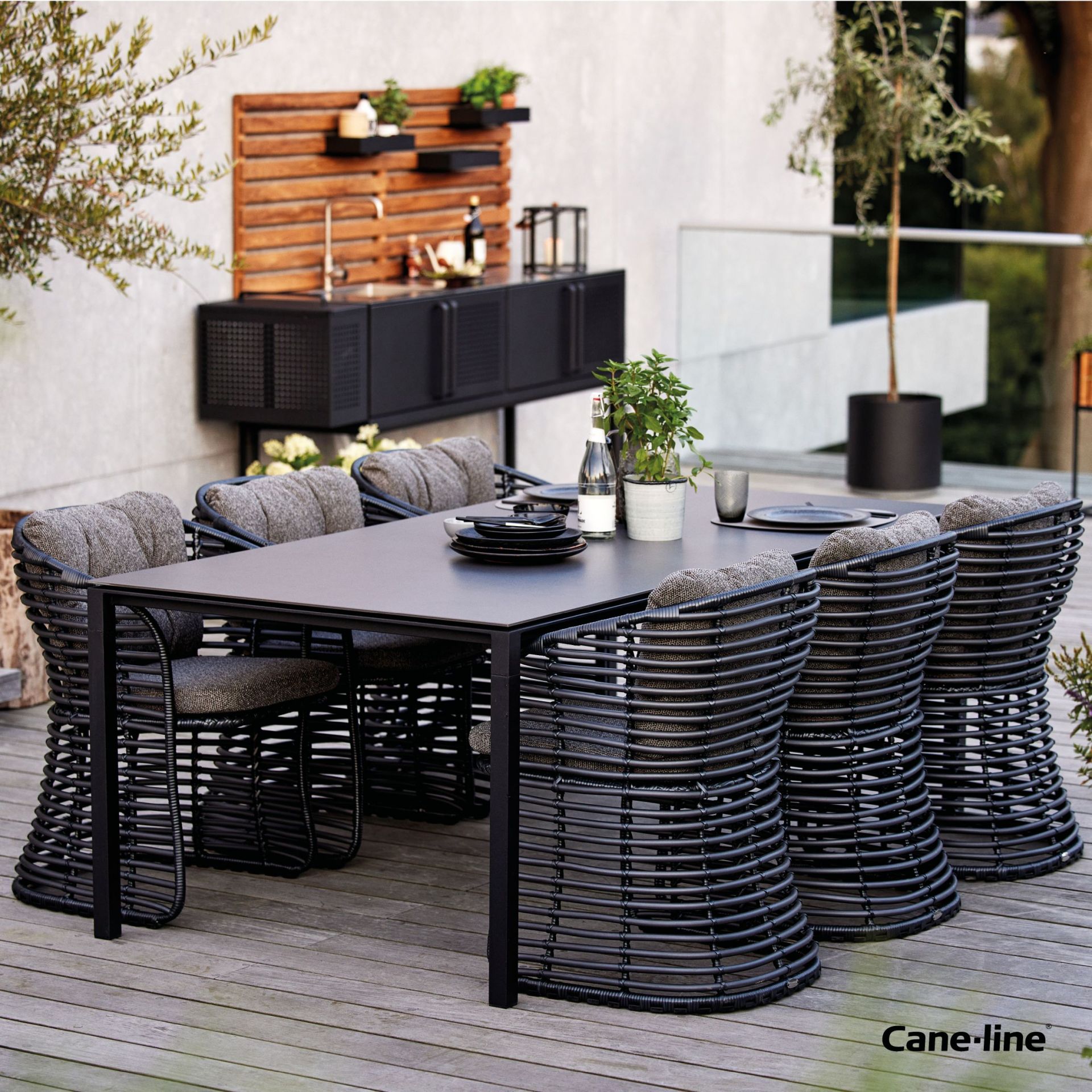 Basket Armchair Graphite Cane-Line