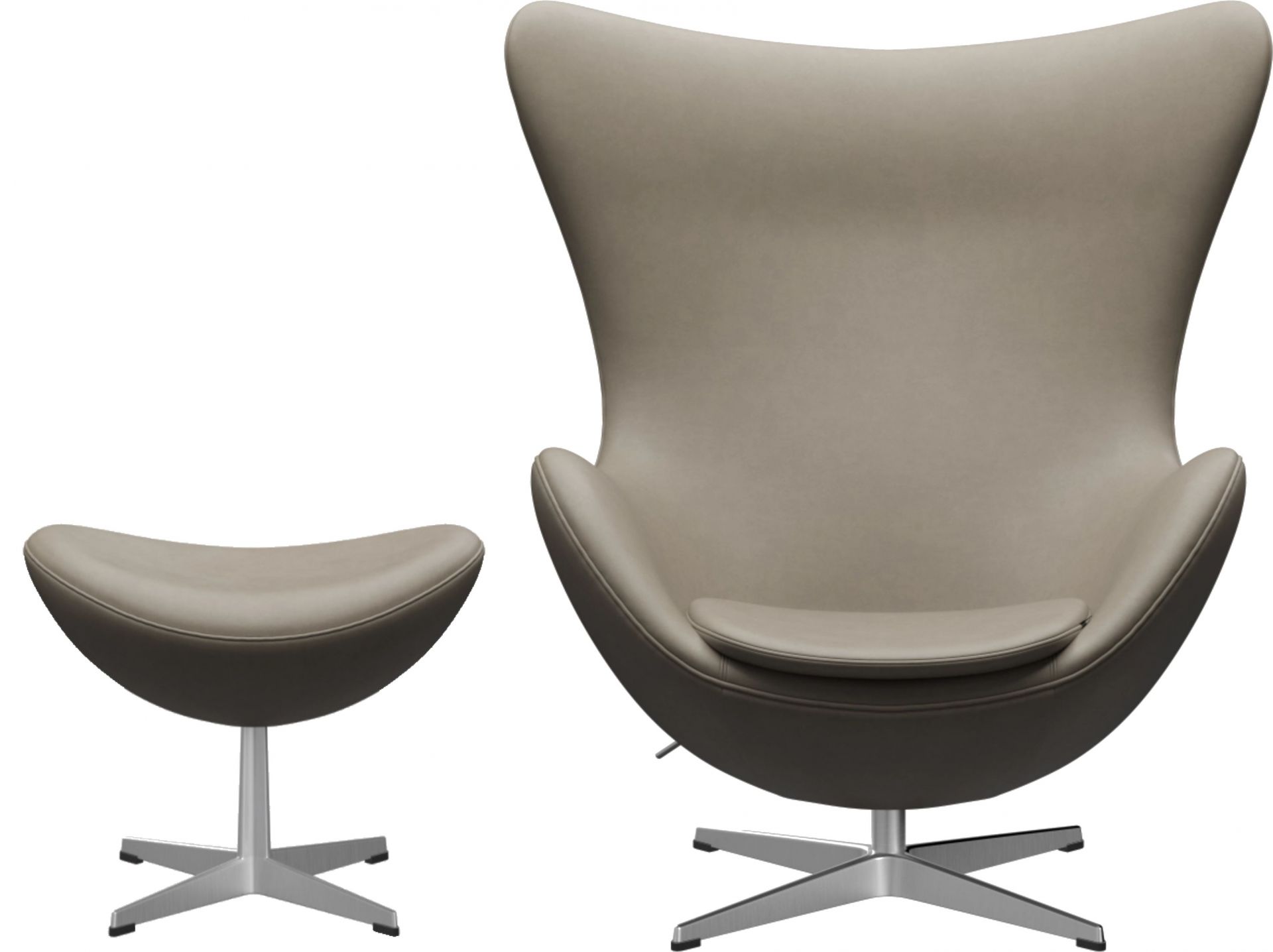 Egg Chair with Stool Action Model Essential Leather Light Grey Fritz Hansen