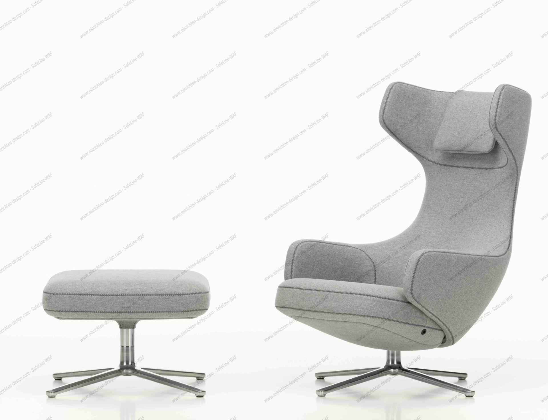Grand Repos Armchair + Ottoman Vitra Polished Cosy Pebble