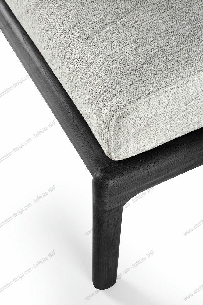 Jack Outdoor Upholstered Stool Teak Black Ethnicraft