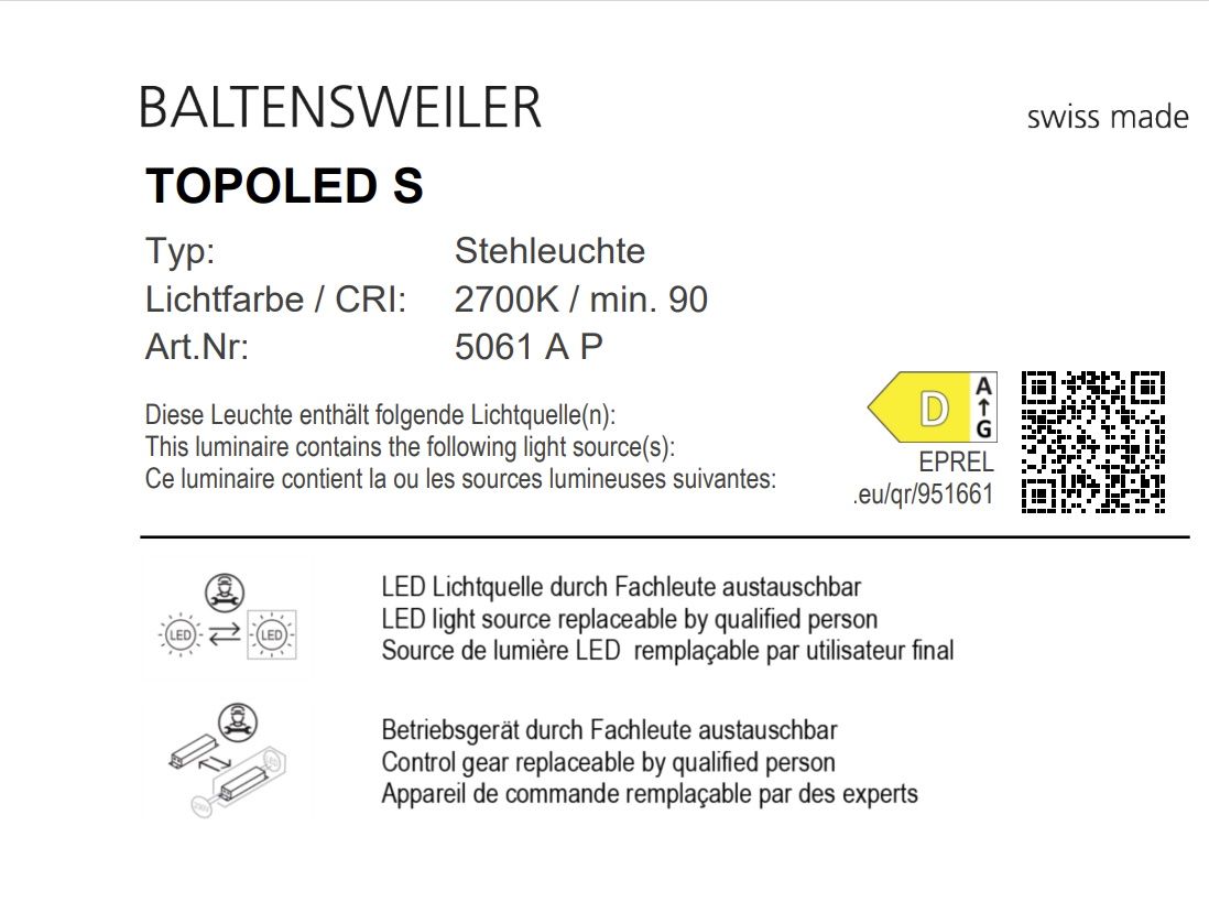TOPOLED  S Floor Lamp Baltensweiler