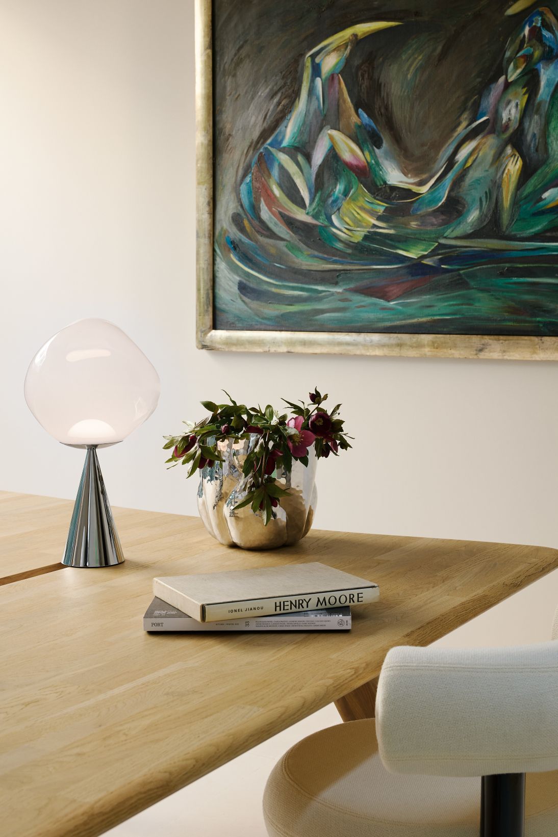Melt Cone Fat Table lamp silver - opal Tom Dixon