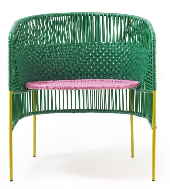 Caribe Lounge Chair Armchair Outdoor ames Emerald green / bubblegum pink / curry yellow