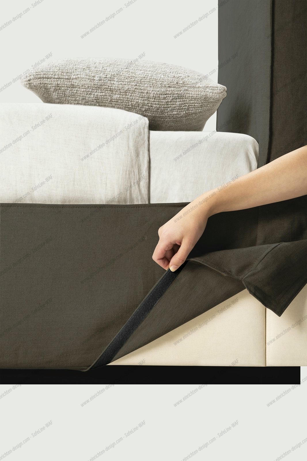 Revive Bed removable cover L 98 x W 214 cm Ethnicraft Grey Leinen