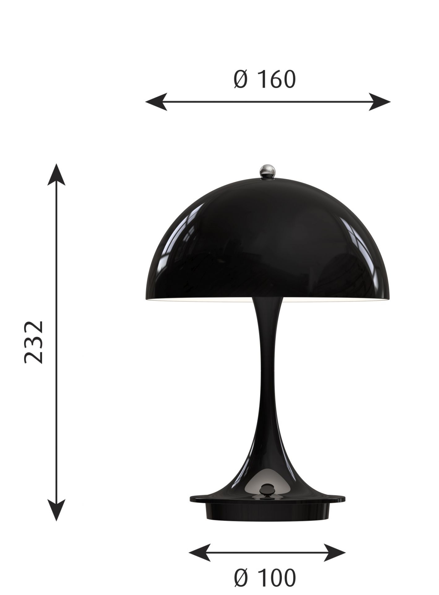 Panthella 160 Portable LED Table lamp Indoor/Outdoor Louis Poulsen Steel Black SINGLE PIECES