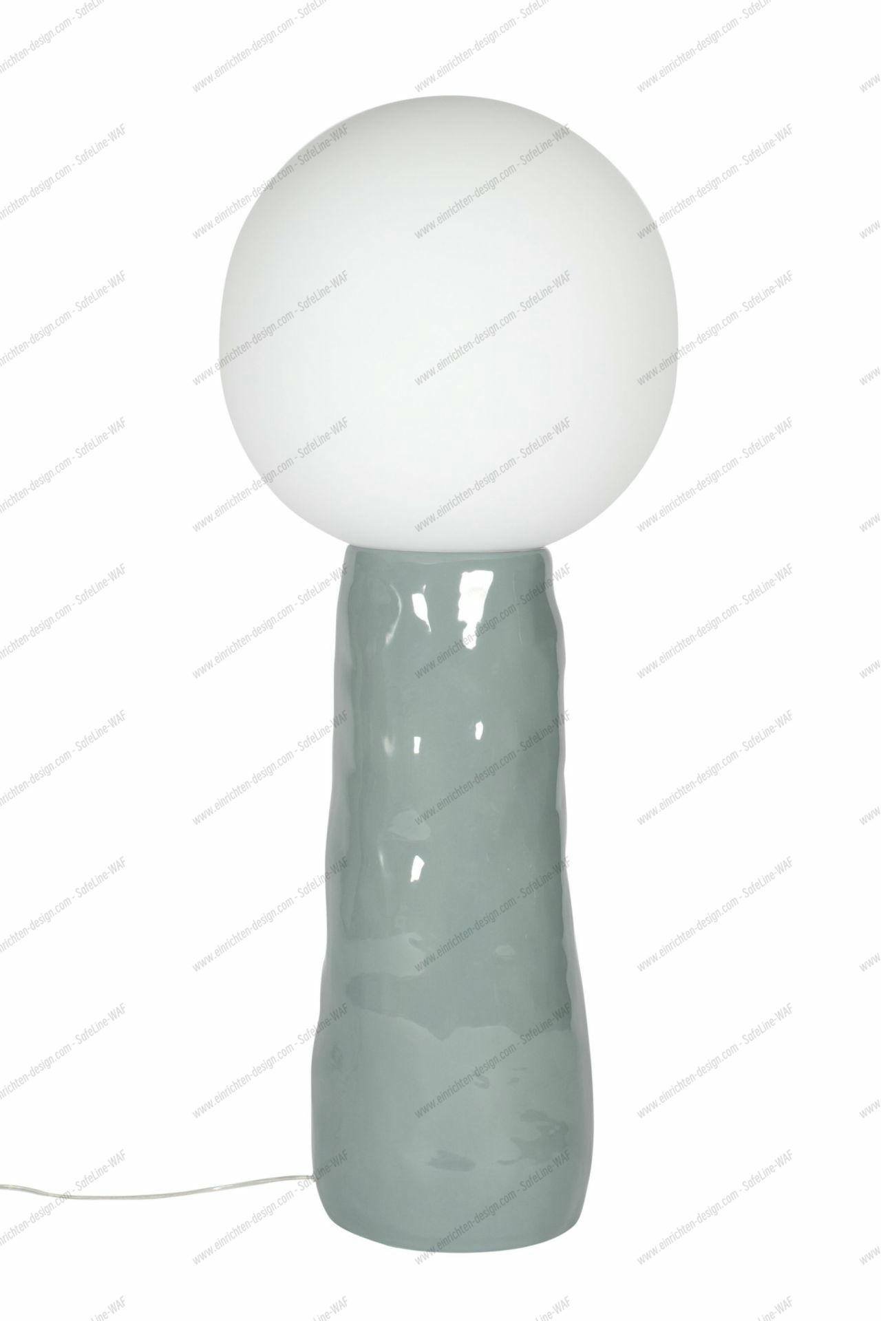Kokeshi Stehleuchte von Pulpo: Moderne Lampe mit weißem Schirm und grauem Sockel.
