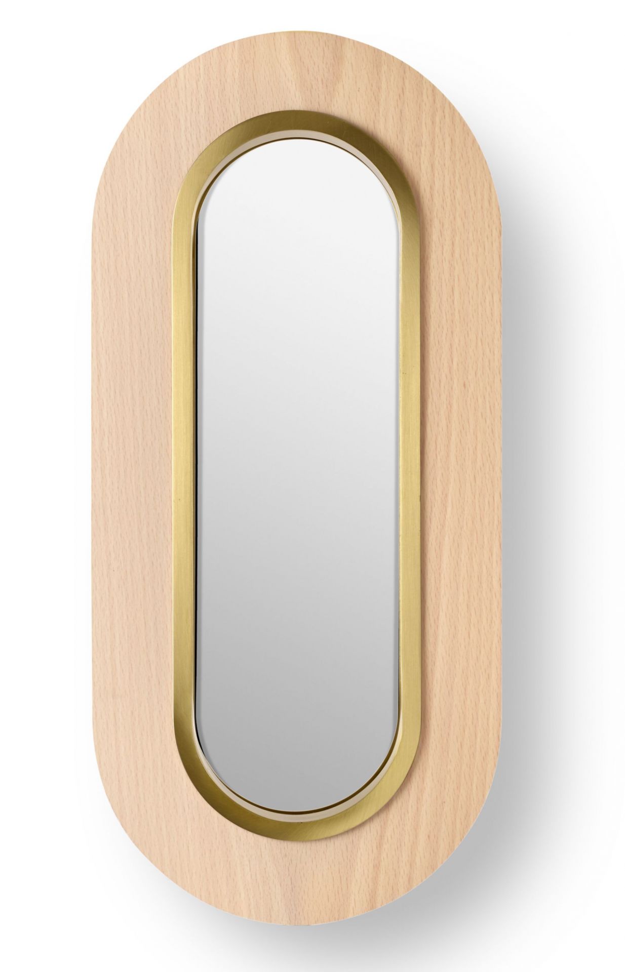 Lens LED Wall Lamp oval Metal Ring in Gold Beech LZF Lamps