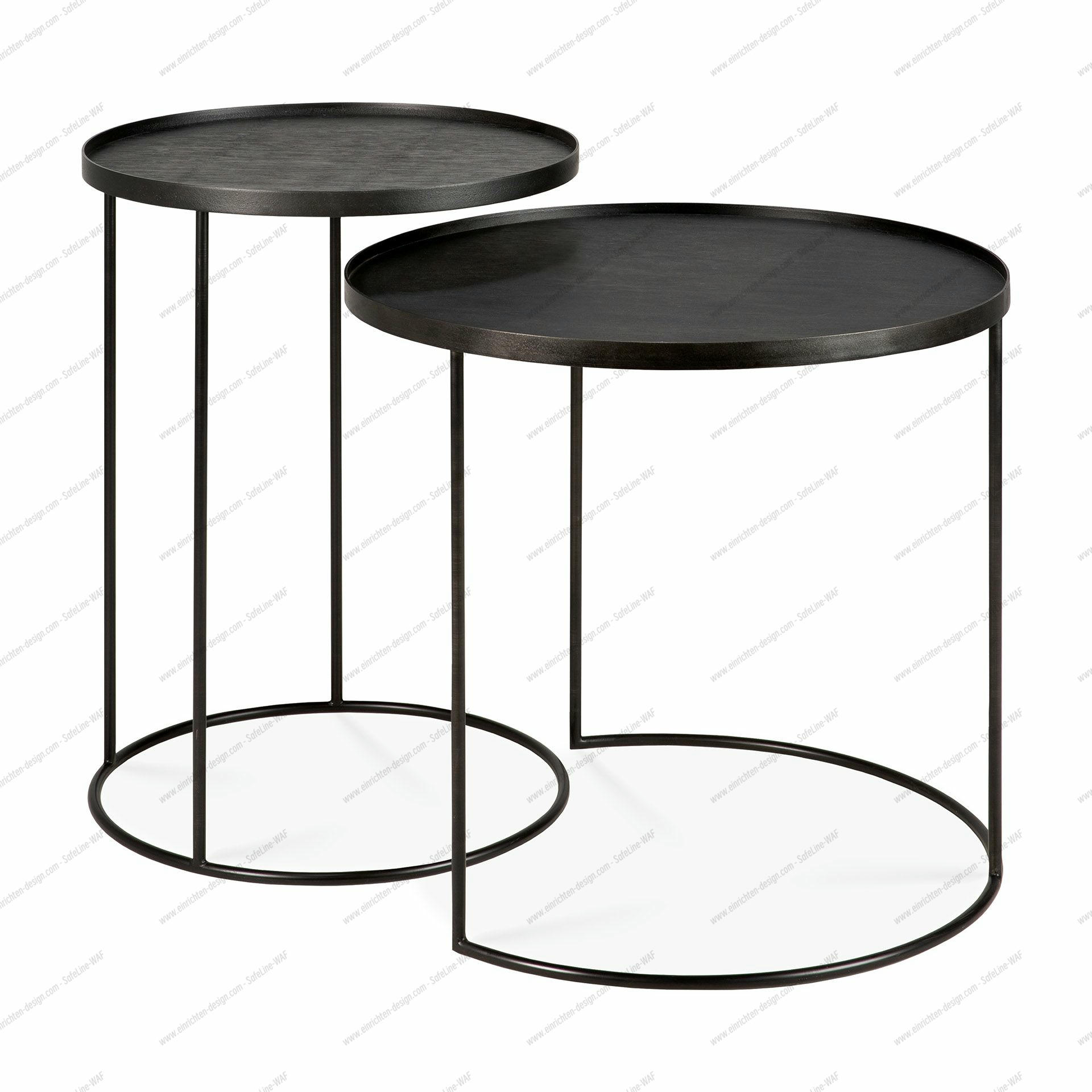 Side Table Set of 2 Black Round S/L Ethnicraft 