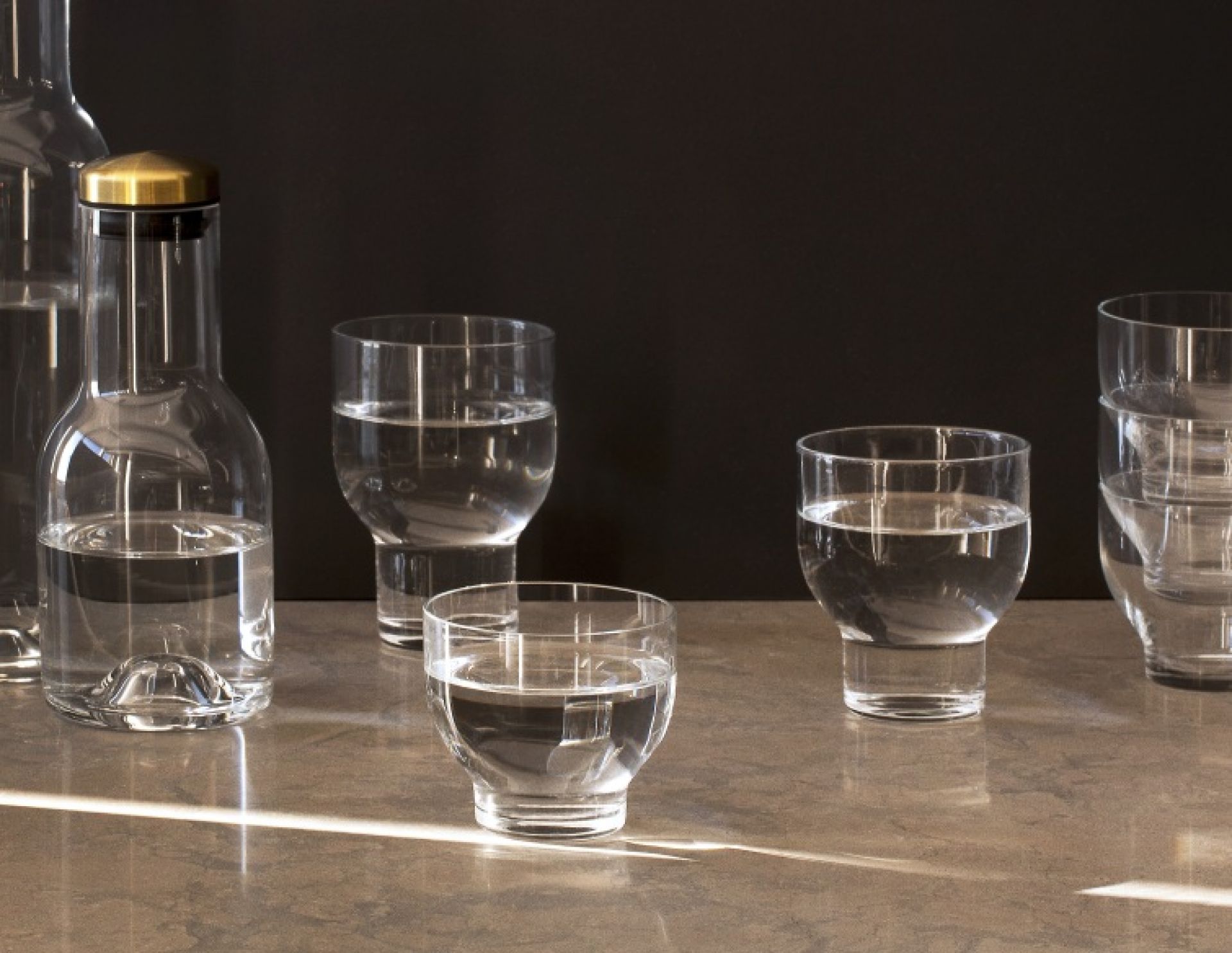 Clear/Brass Bottle Carafe Menu