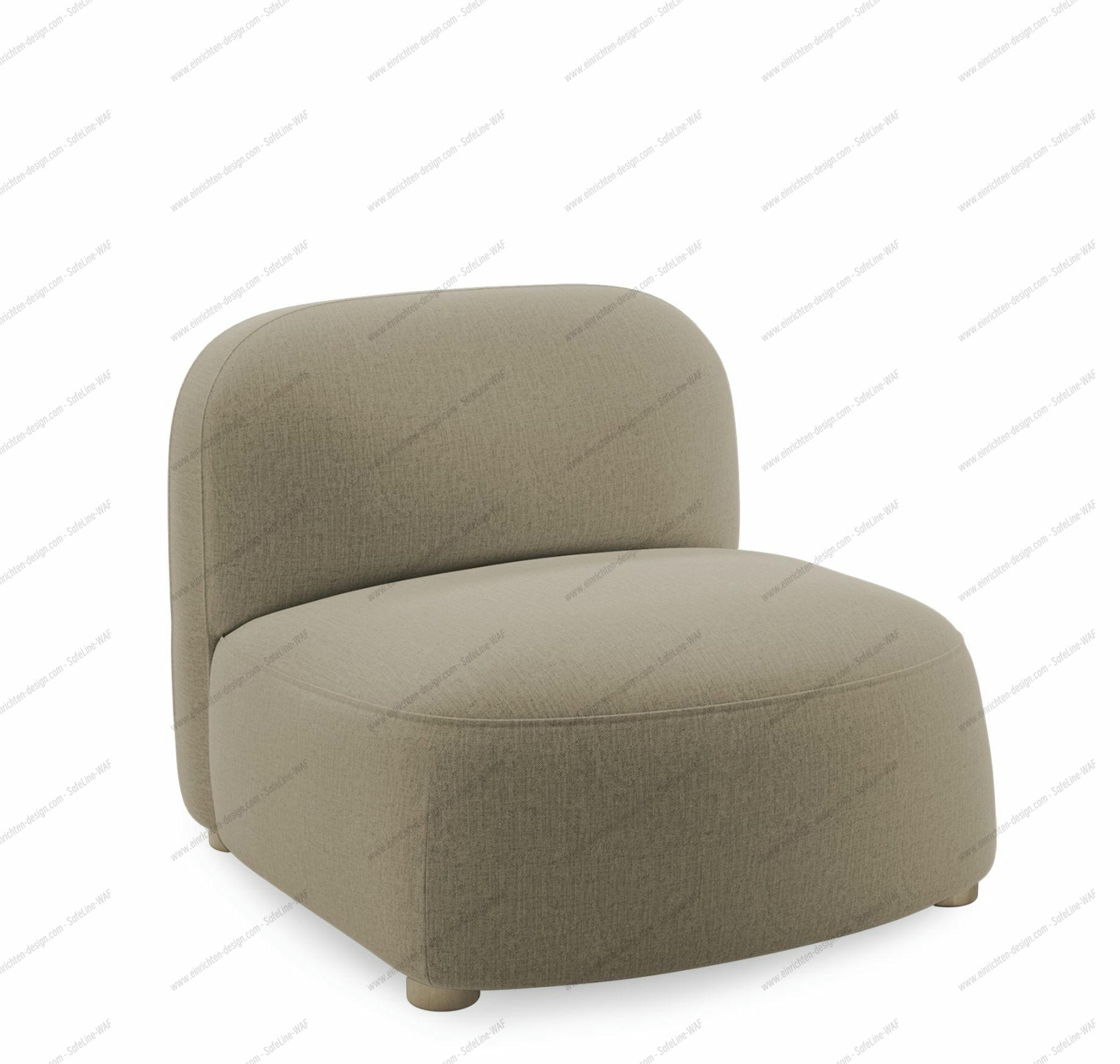 Gem Loungesessel in Hellbraun von Northern: Moderner Sessel mit abgerundeten Formen und Stoffbezug.