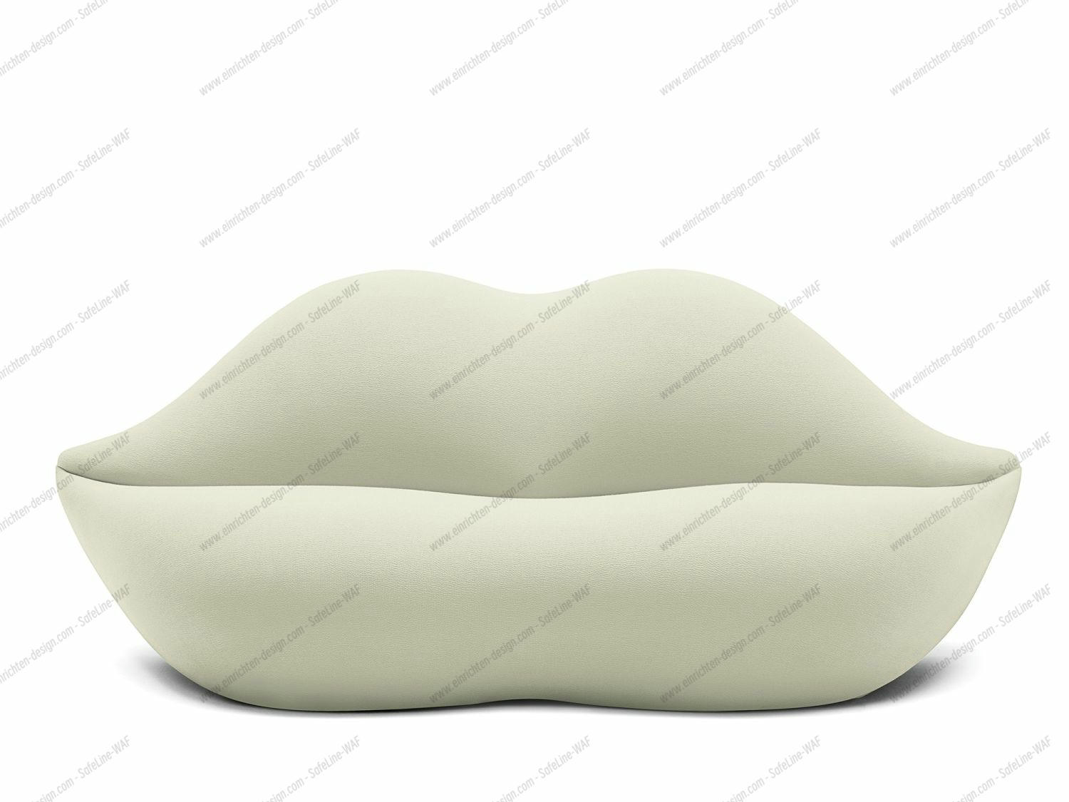 Elfenbeinfarbenes Bocca Sofa in Lippenform von Gufram. Design Sofa für Wohnzimmer und Lounge.