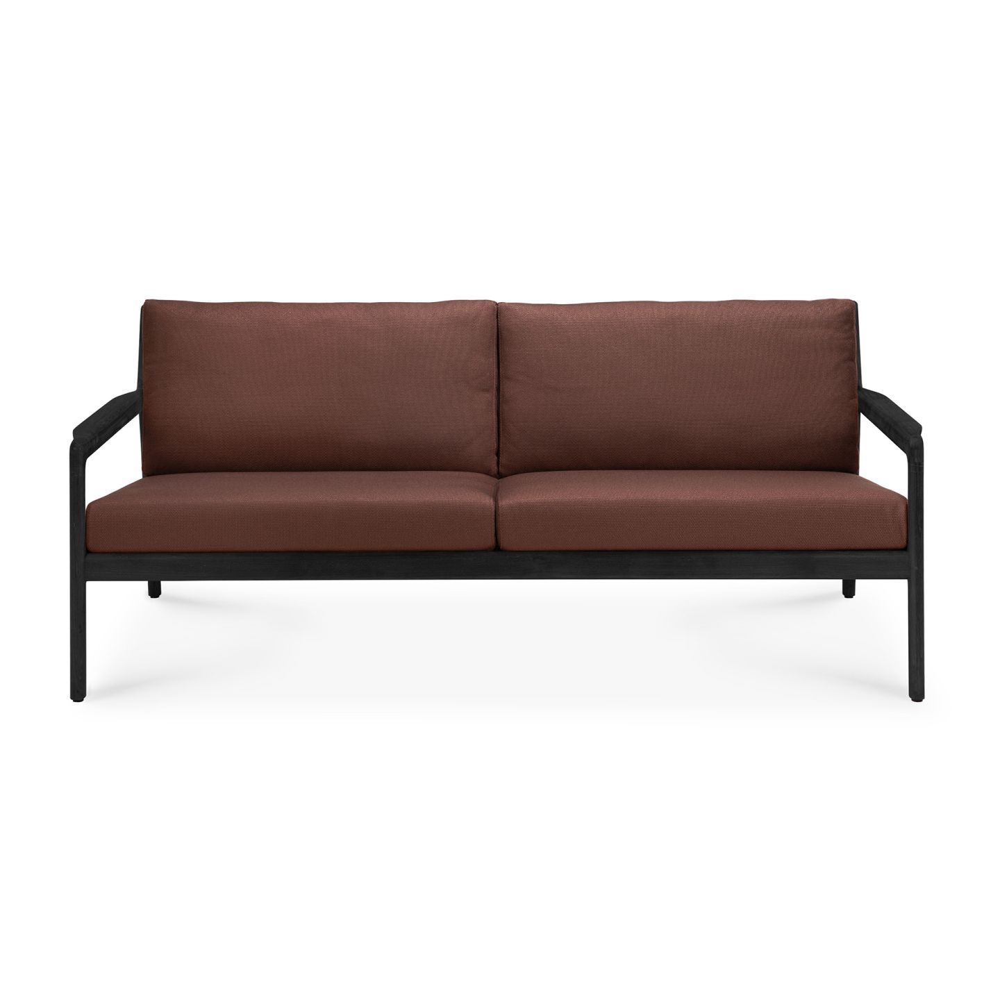 Jack Outdoor 2-seater sofa, teak, black lacquered, Burgundy Ethnicraft