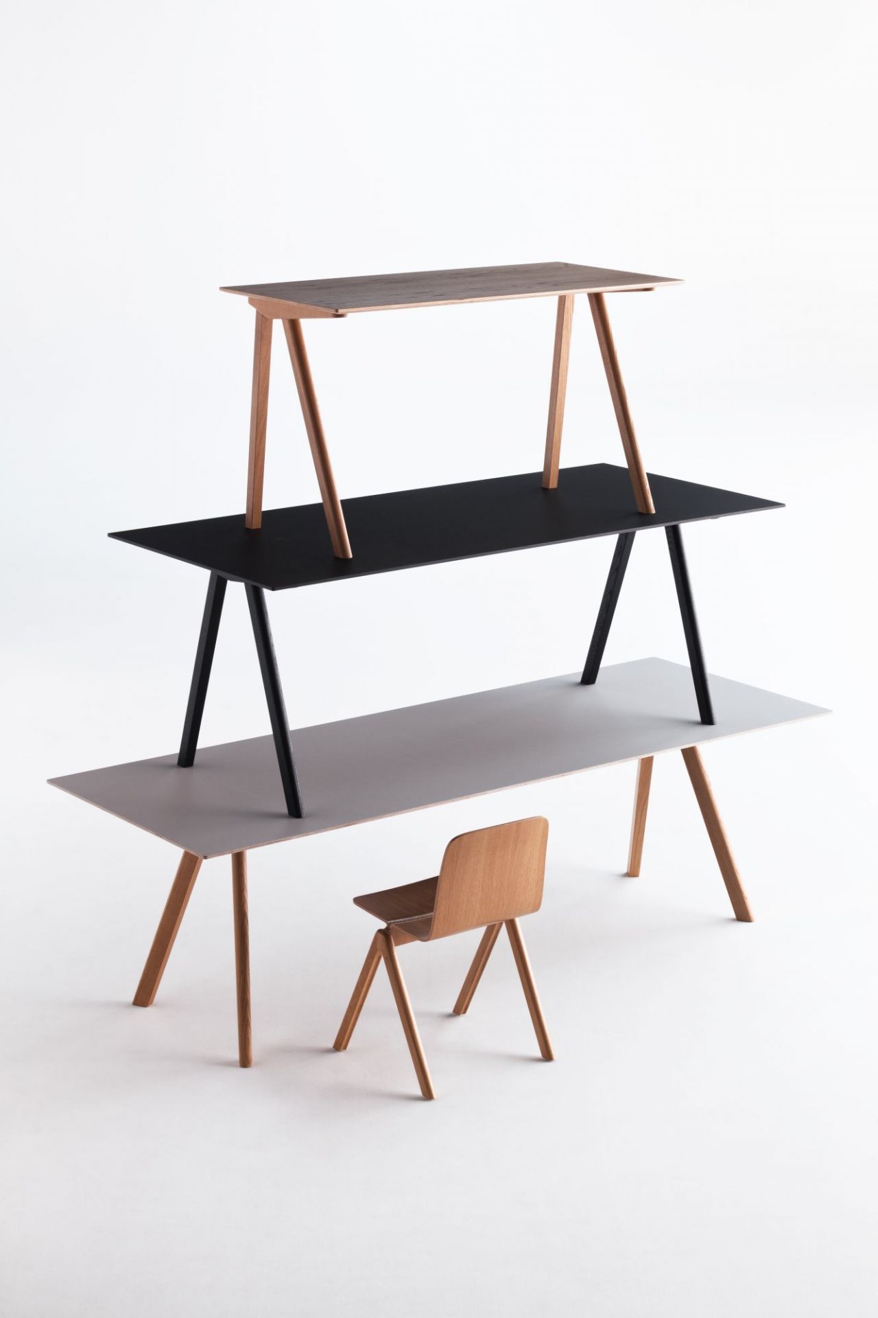 Copenhague Desk Table CPH 10 Hay Oak water-based lacquer / top linoleum off white MDF edge