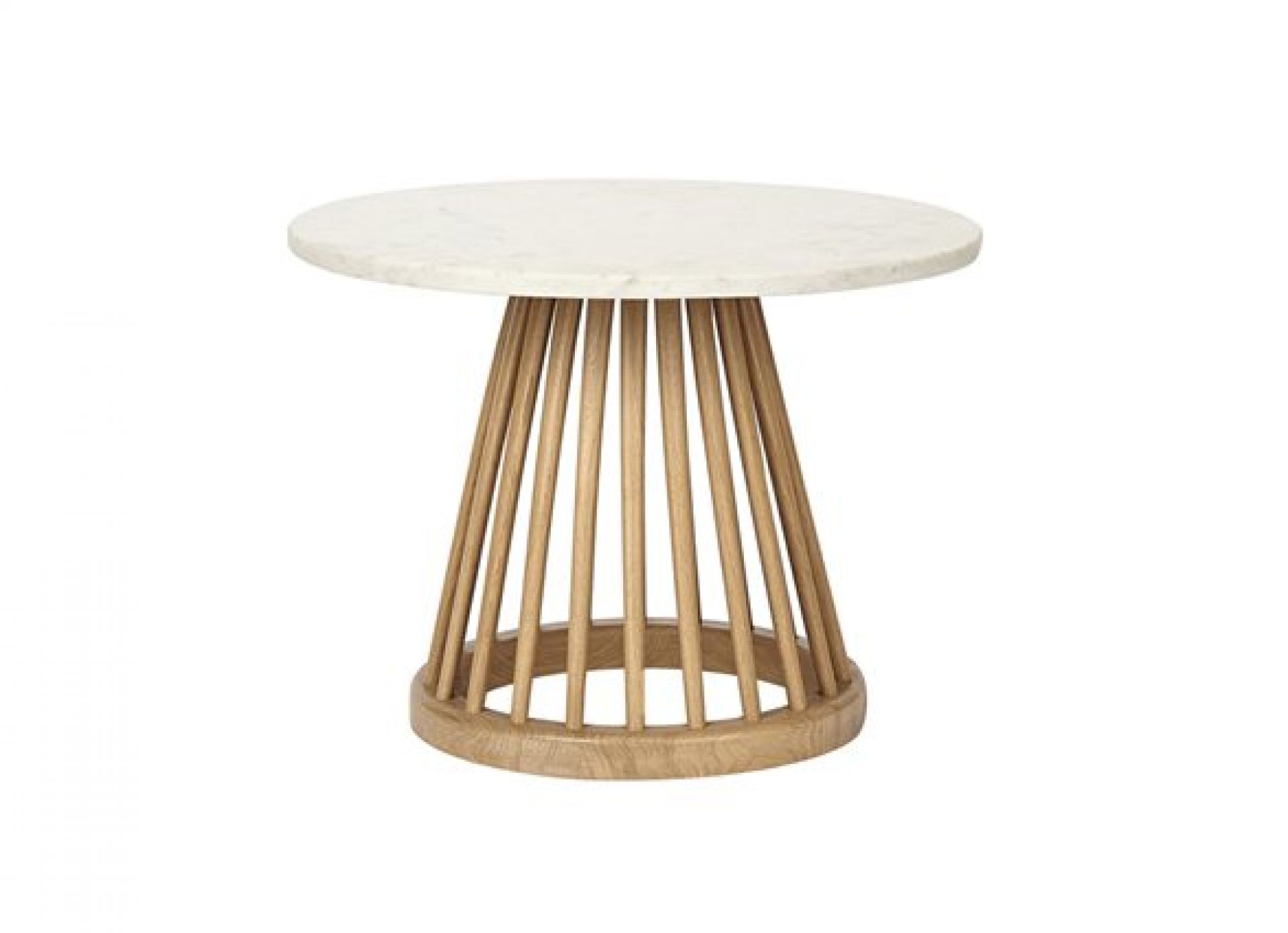 Fan Table 600 Frame Oak / Table Top White Marble Tom Dixon