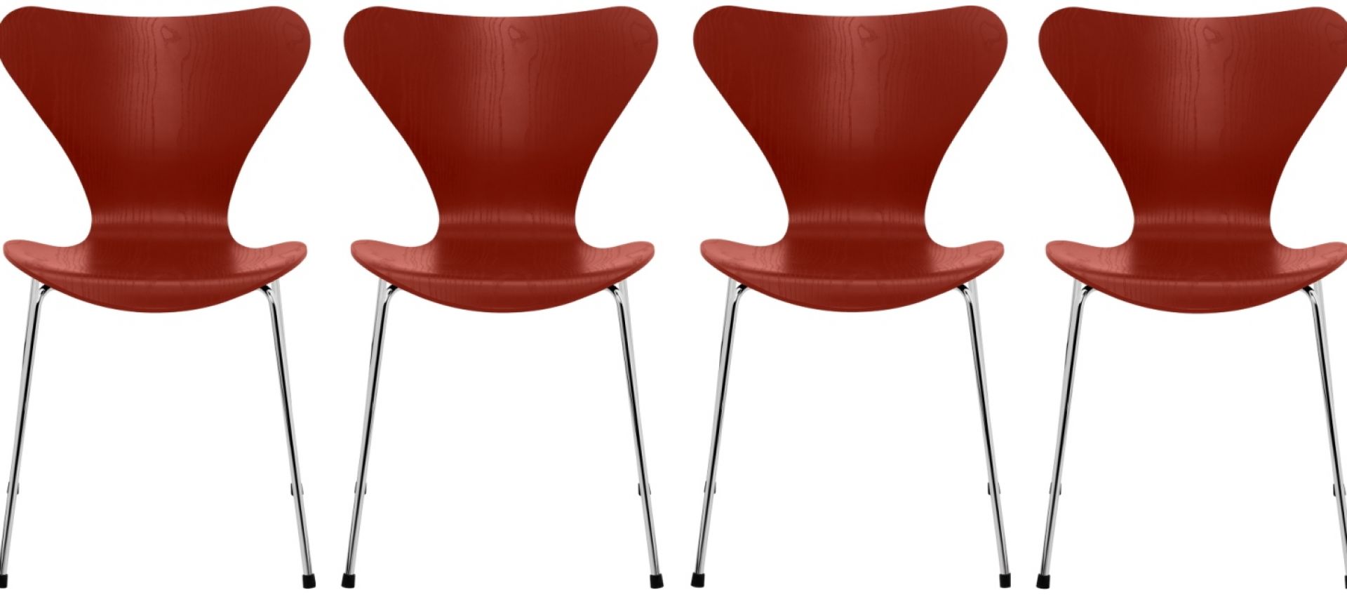 Seven / Series Chair 3107 Ash Set of 4 Fritz Hansen Venetian red