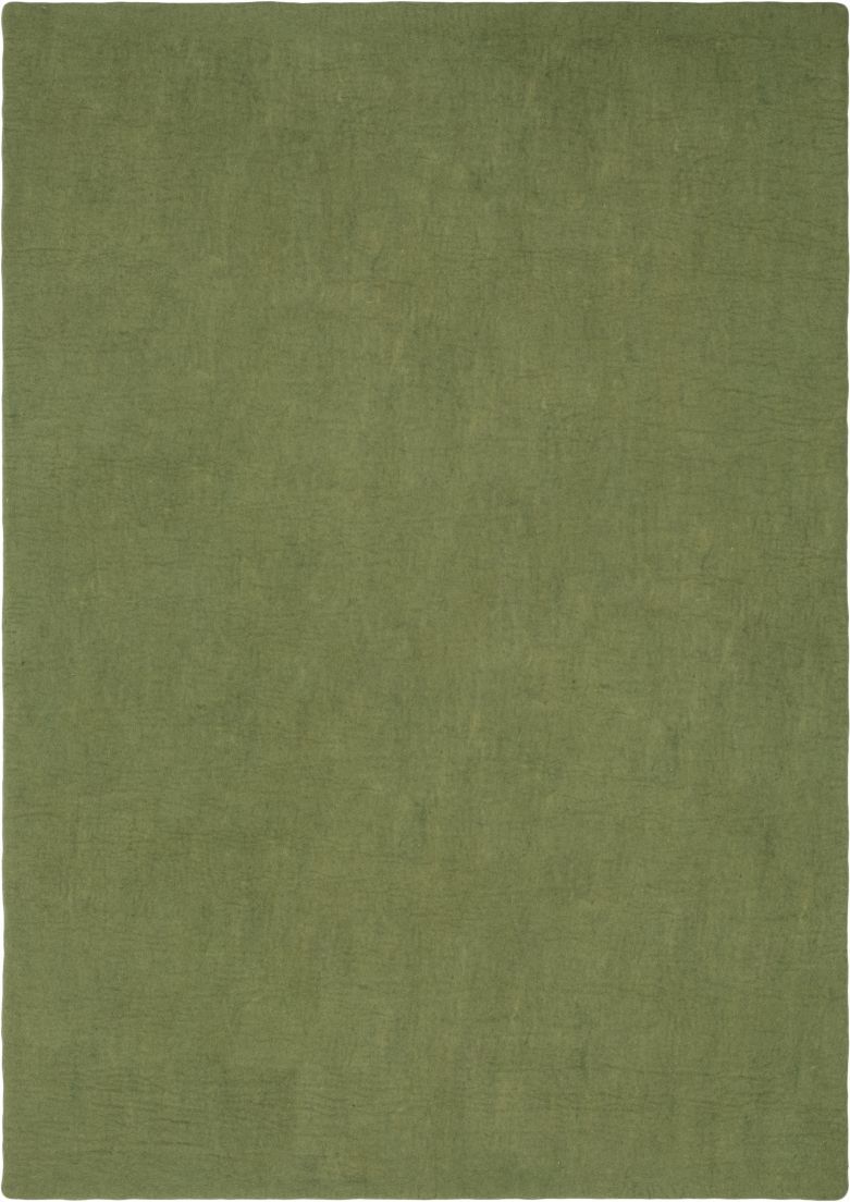 Grüner rechteckiger Filzteppich (180x260 cm) von myfelt, Kaspar Modell. Detailaufnahme der Textur.