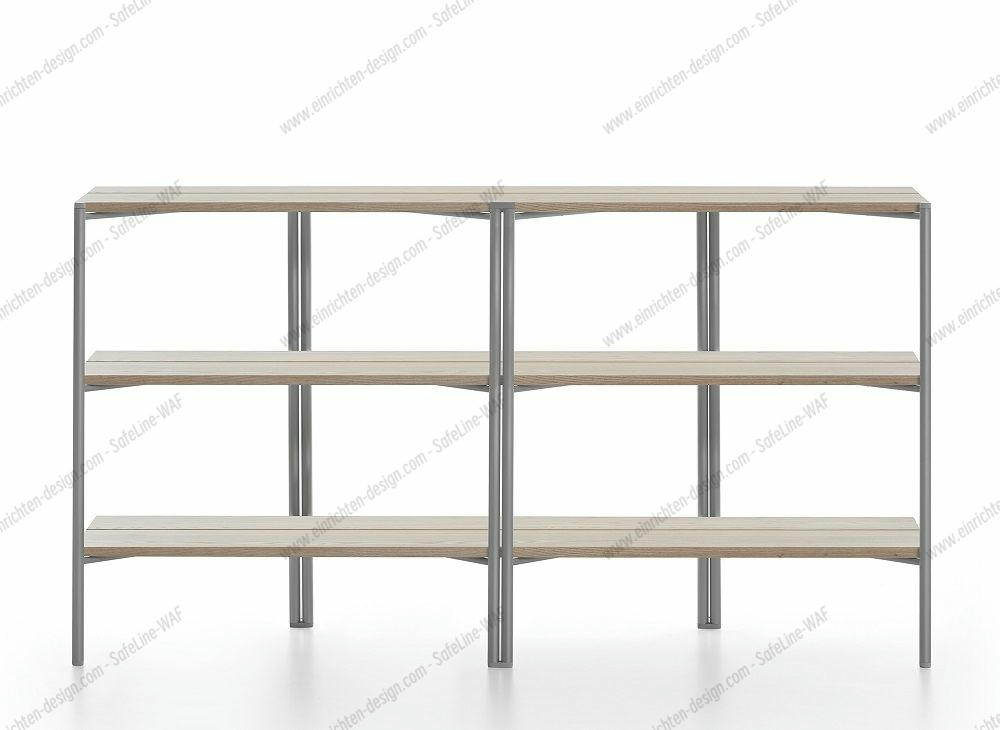 Emeco Run Shelf Regal mit drei Ebenen und grauem Metallgestell, modernes Design.