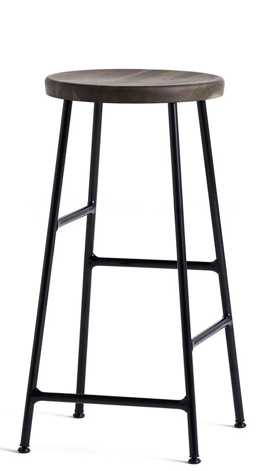 Cornet Bar Stool Low Bar Stool H 65 cm Hay Steel Soft black powder-coated / oak smoked oiled