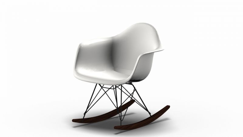 Eames Plastic Arm Chair RAR Rocking Chair Vitra Maple dark-Black-White