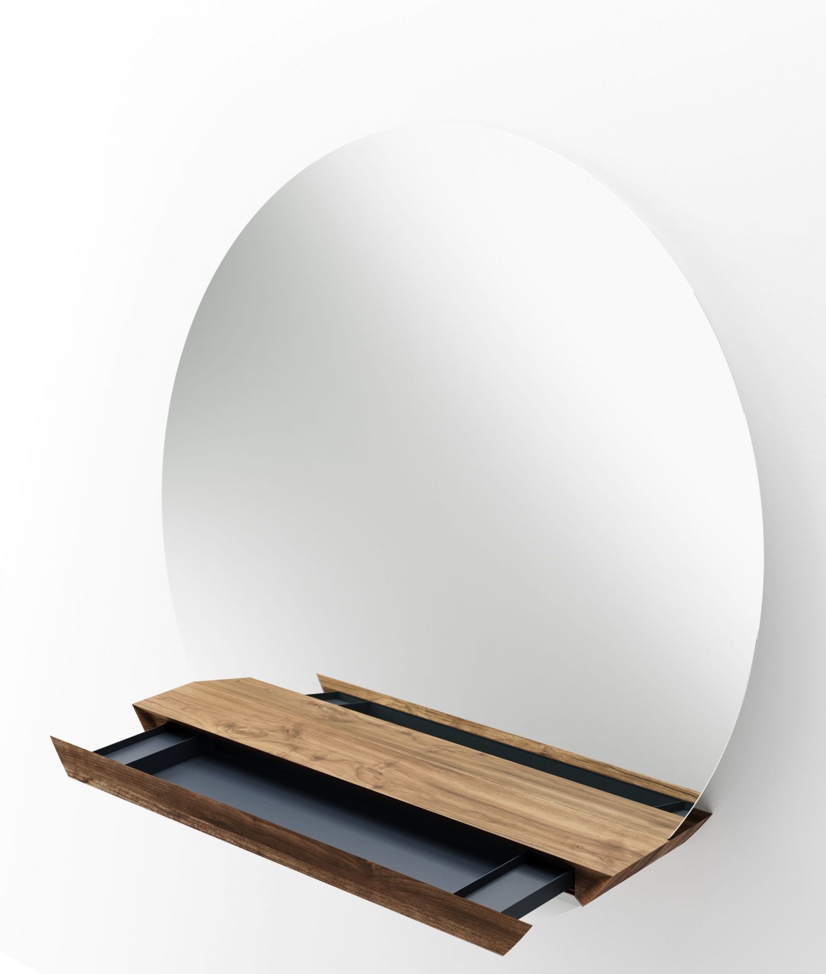 Guillotine Round Mirror Walnut PER/USE