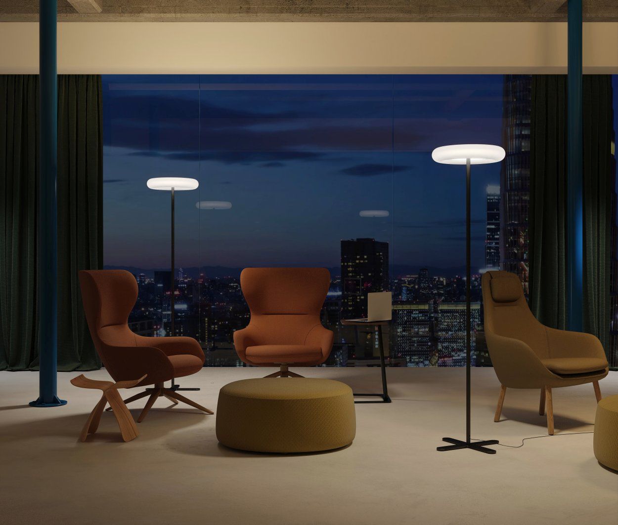 Oto floor lamp circular base Belux Oto floor lamp circular base Belux